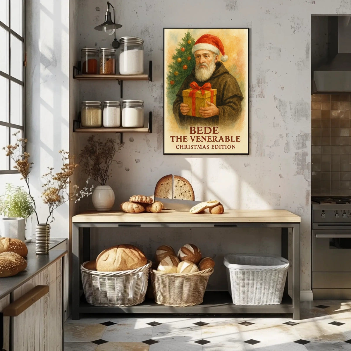 Santa Monk Christmas Gift Illusion Cultural Poster