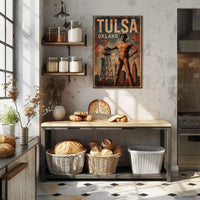 Golden Driller Tulsa Vintage Americana Poster