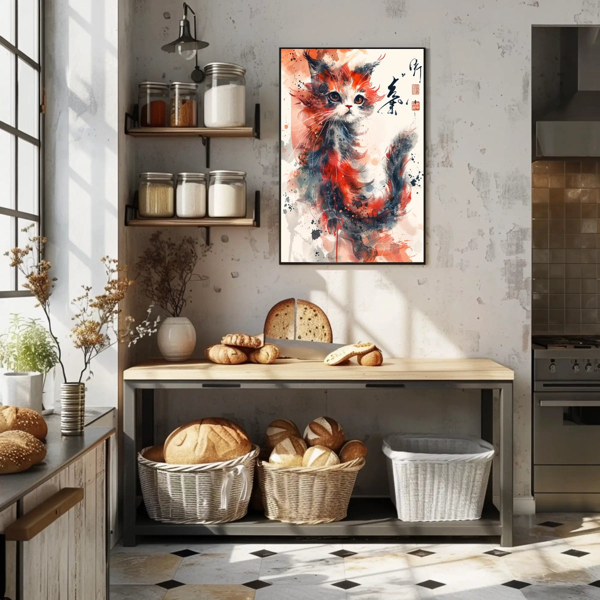 Whimsical Watercolor Cat Poster