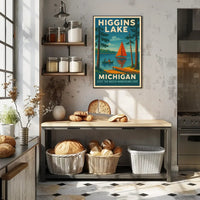 Higgins Lake Vintage Travel Poster PosterGoat