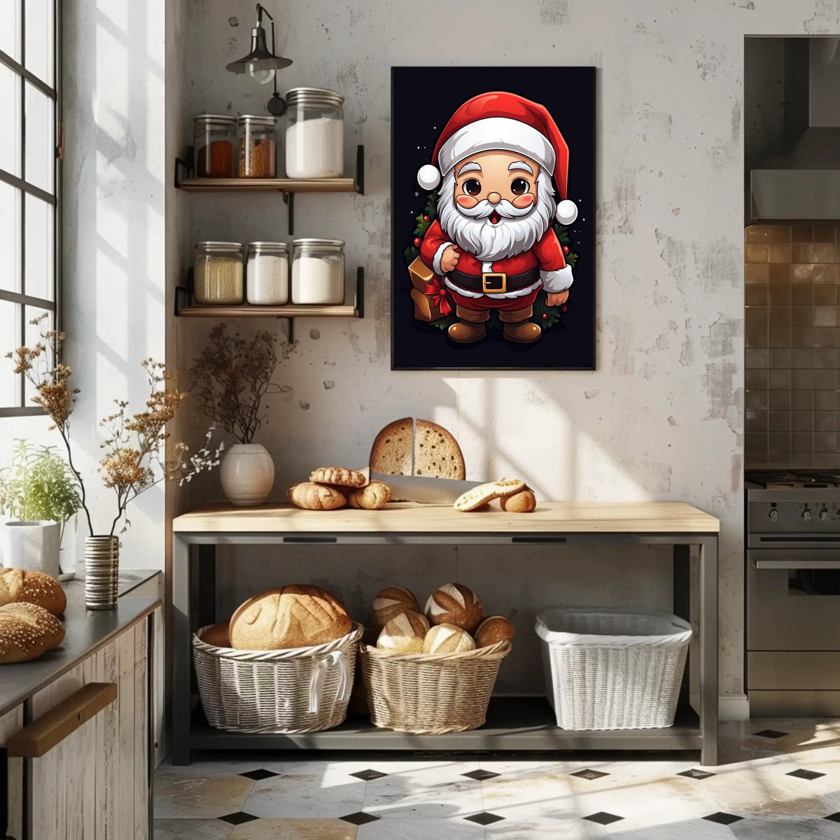 Santa Claus Cartoon Poster: Festive Holiday Cheer
