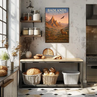 Badlands National Park Vintage Wildlife Art Poster