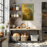 Parthenon Vintage Athens Travel Art Poster