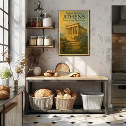 Parthenon Vintage Athens Travel Art Poster