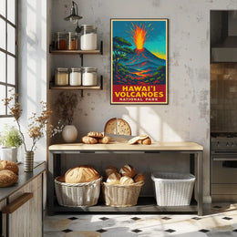 Hawaii Volcanoes Travel Art Deco Poster
