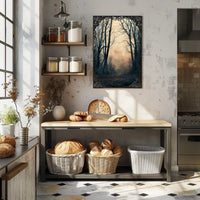 Mystical Dawn Forest Scene, Artistic Poster
