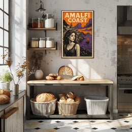 Amalfi Coast Poster Wall Art Coastal Landscape Decor