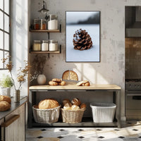 Pine Cone In Snow Poster