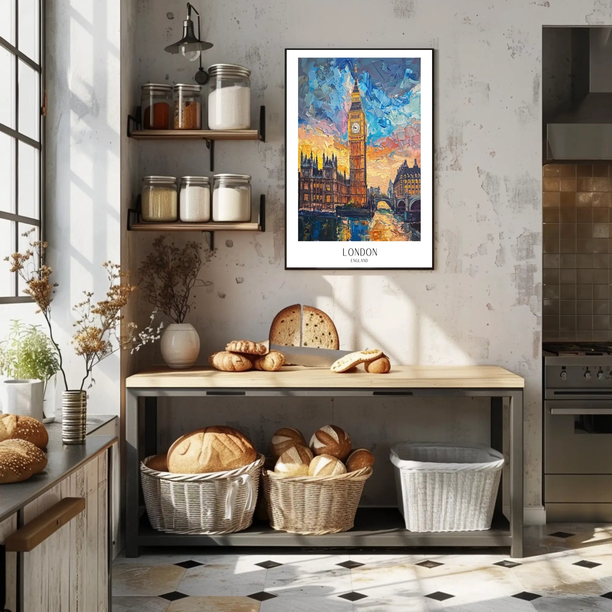 London Sunset Cityscape with Big Ben Urban or Cityscape Poster PosterGoat
