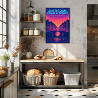 Amsterdam Canal At Sunset Poster