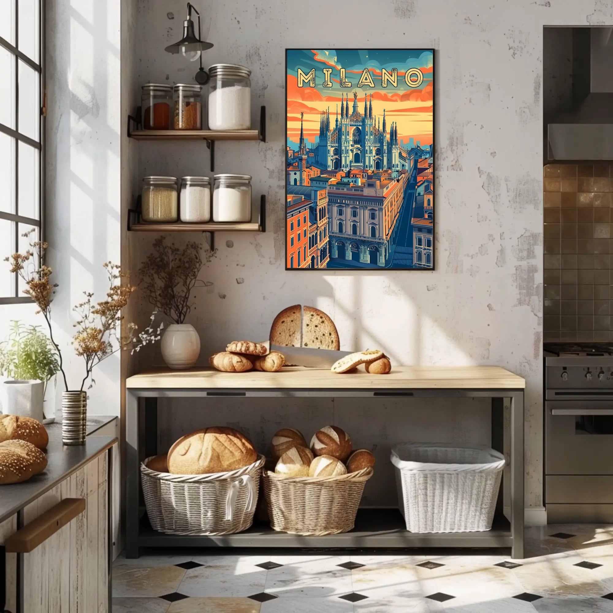 Milano Skyline Art Poster