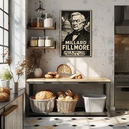 Millard Fillmore 13th President of the United States B & W Comic Sketch Poster