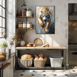 White Tiger in Motion, Bold Animal Poster