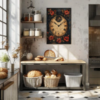 Vintage Clock with Roses Artistic Cultural Heritage Poster