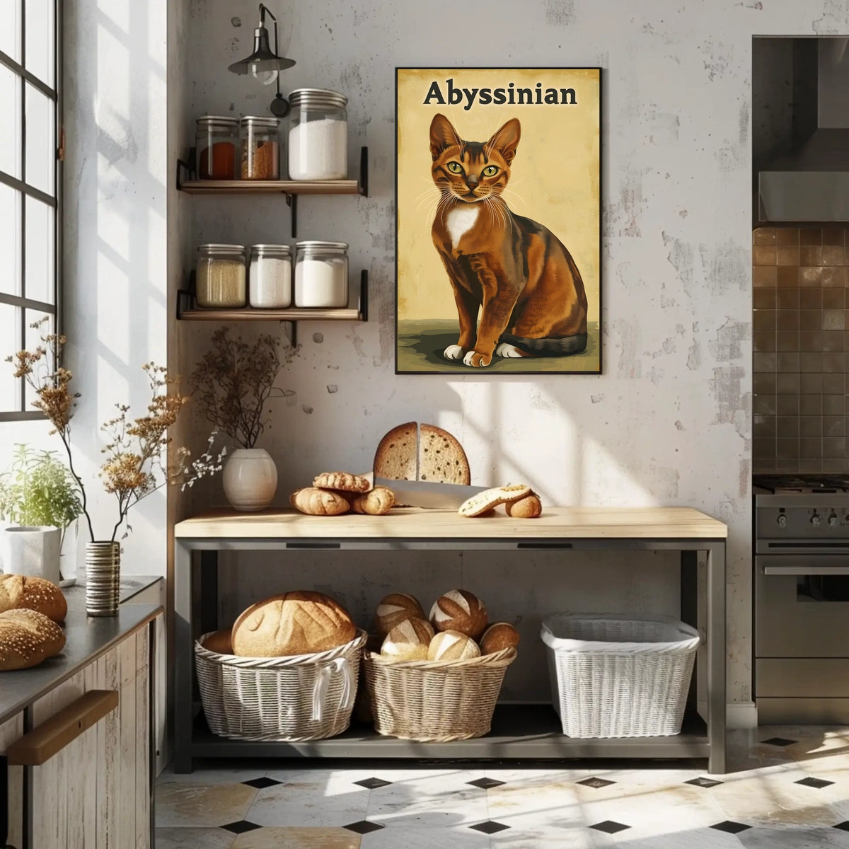 Abyssinian Cat Portrait Artwork Living Room Wall Poster