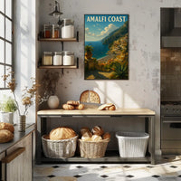 Amalfi Coast Poster Wall Art Coastal Decor Seascape View