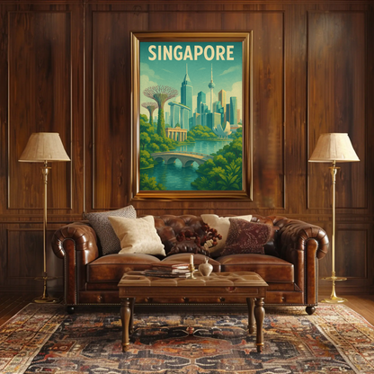 Singapore Marina Bay Gardens Travel Poster