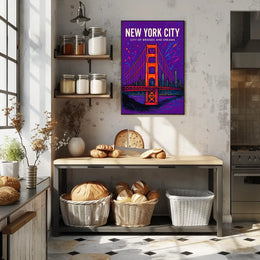 New York City Skyline Vibrant Bridge Poster Art