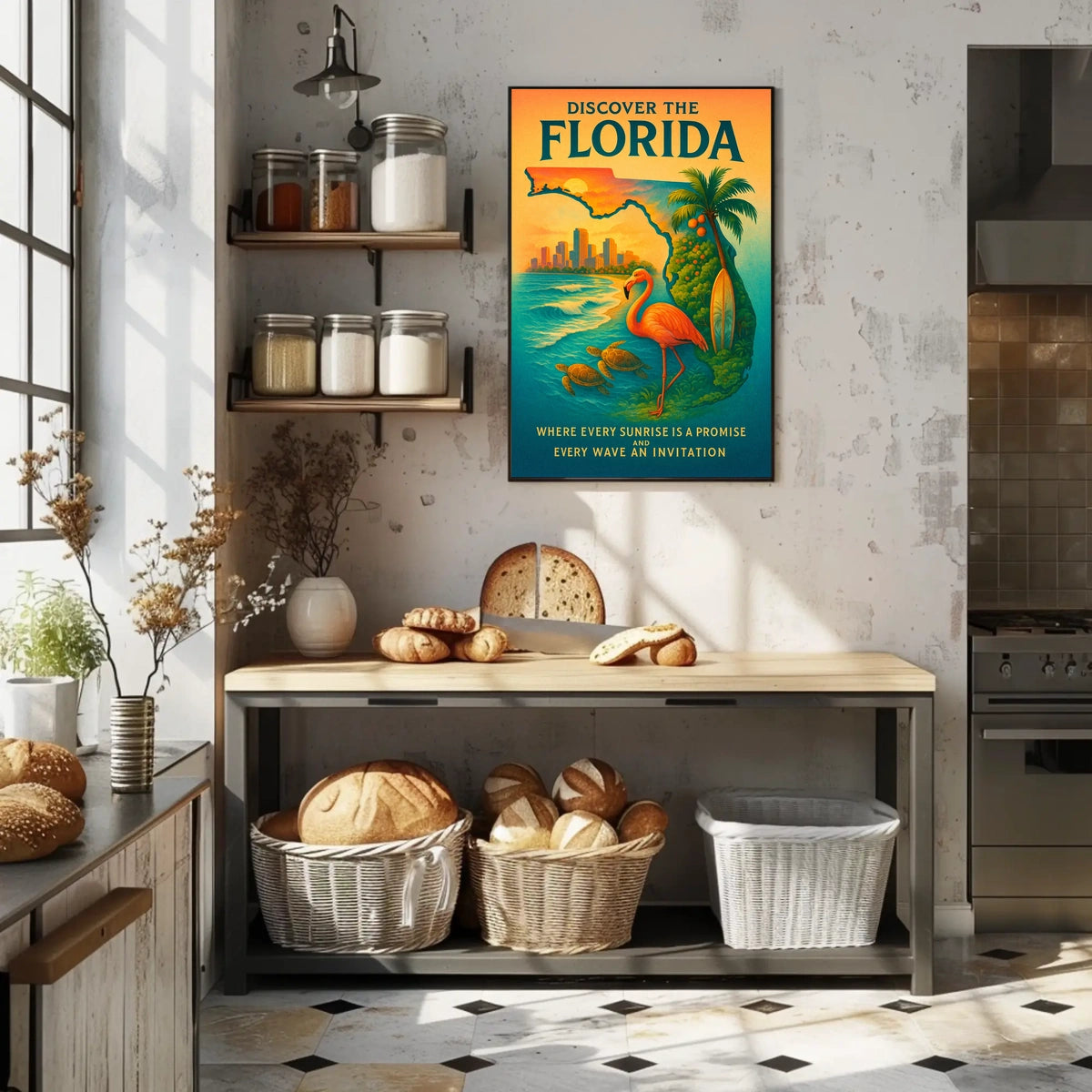 Florida Vacation Illustration Tropical Nature Poster