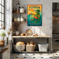 Florida Vacation Illustration Tropical Nature Poster