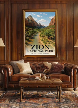 Zion National Park Utah Scenic Canyon River Views Travel Poster Travel Poster