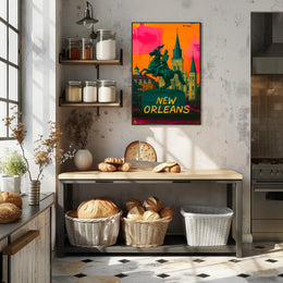 Vibrant Equestrian Statue New Orleans Urban Cityscape Poster