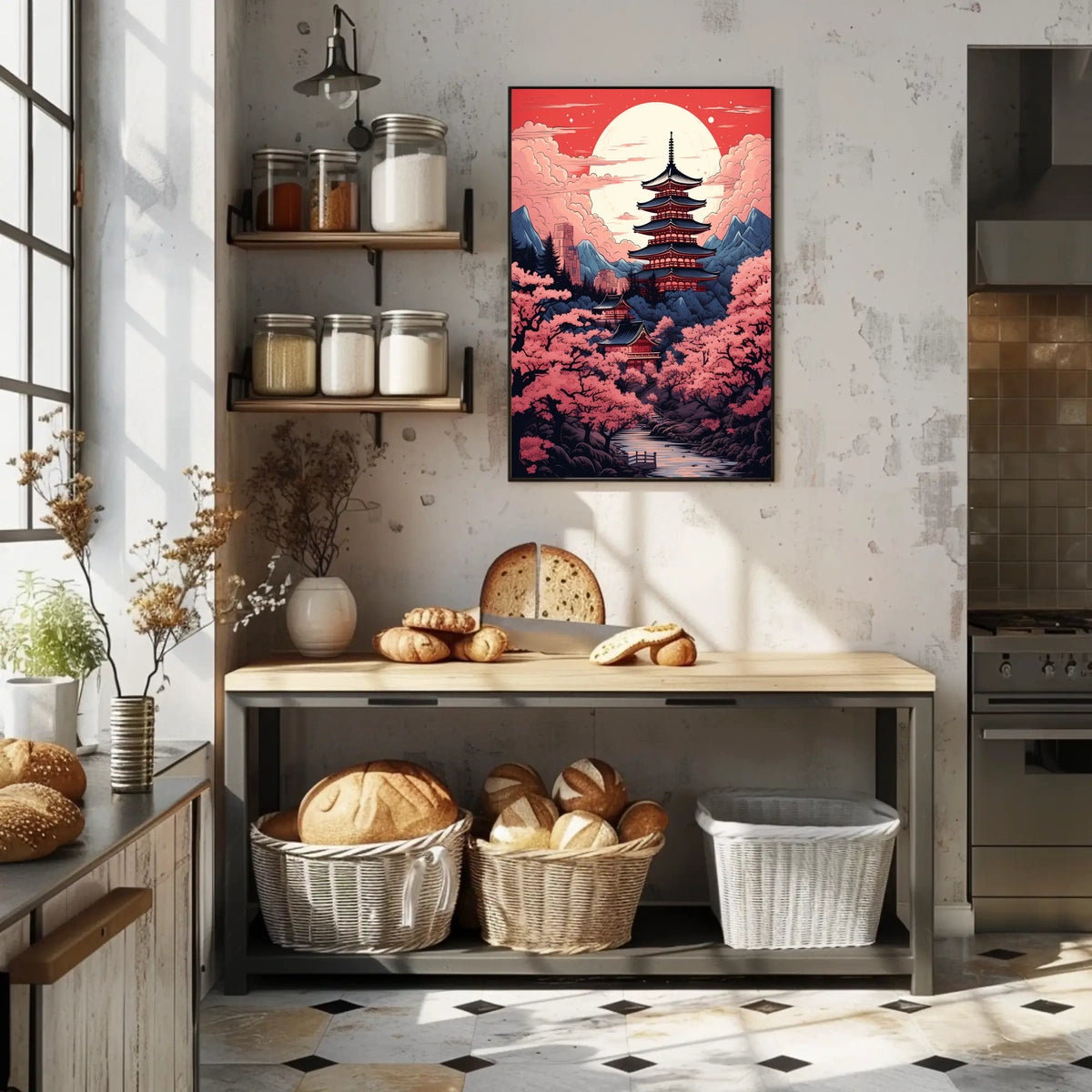 Japanese Pagoda Art Print Illustrates Cultural Heritage Poster