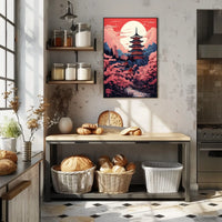 Japanese Pagoda Art Print Illustrates Cultural Heritage Poster