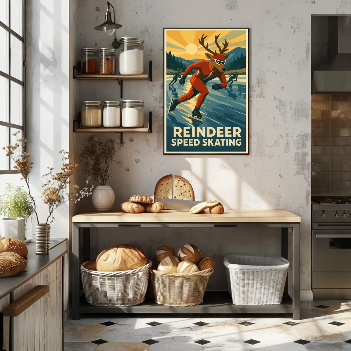 Reindeer Speed Skating Poster
