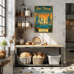 Abu Dhabi Skyline Vintage Art Travel Poster