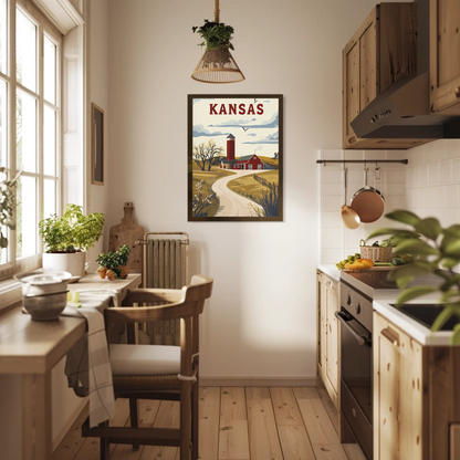 Kansas Prairie House Vintage Poster