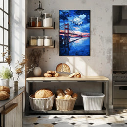 Golden Gate Bridge Sunset Landscape Artwork Modern Poster