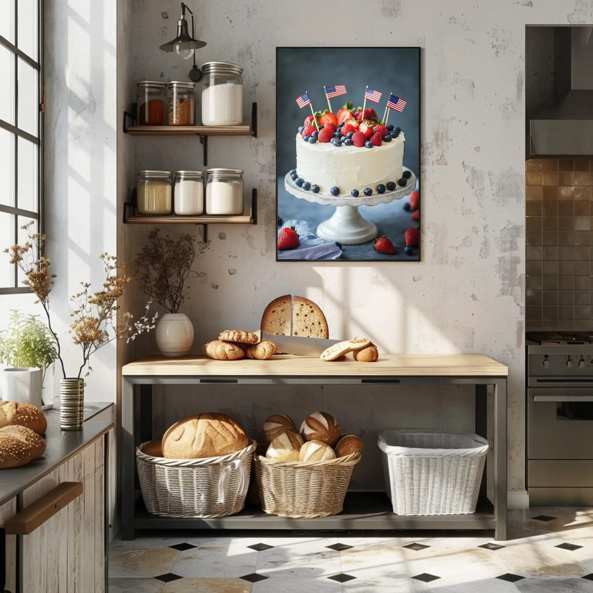 patriotic cake with white icing Poster
