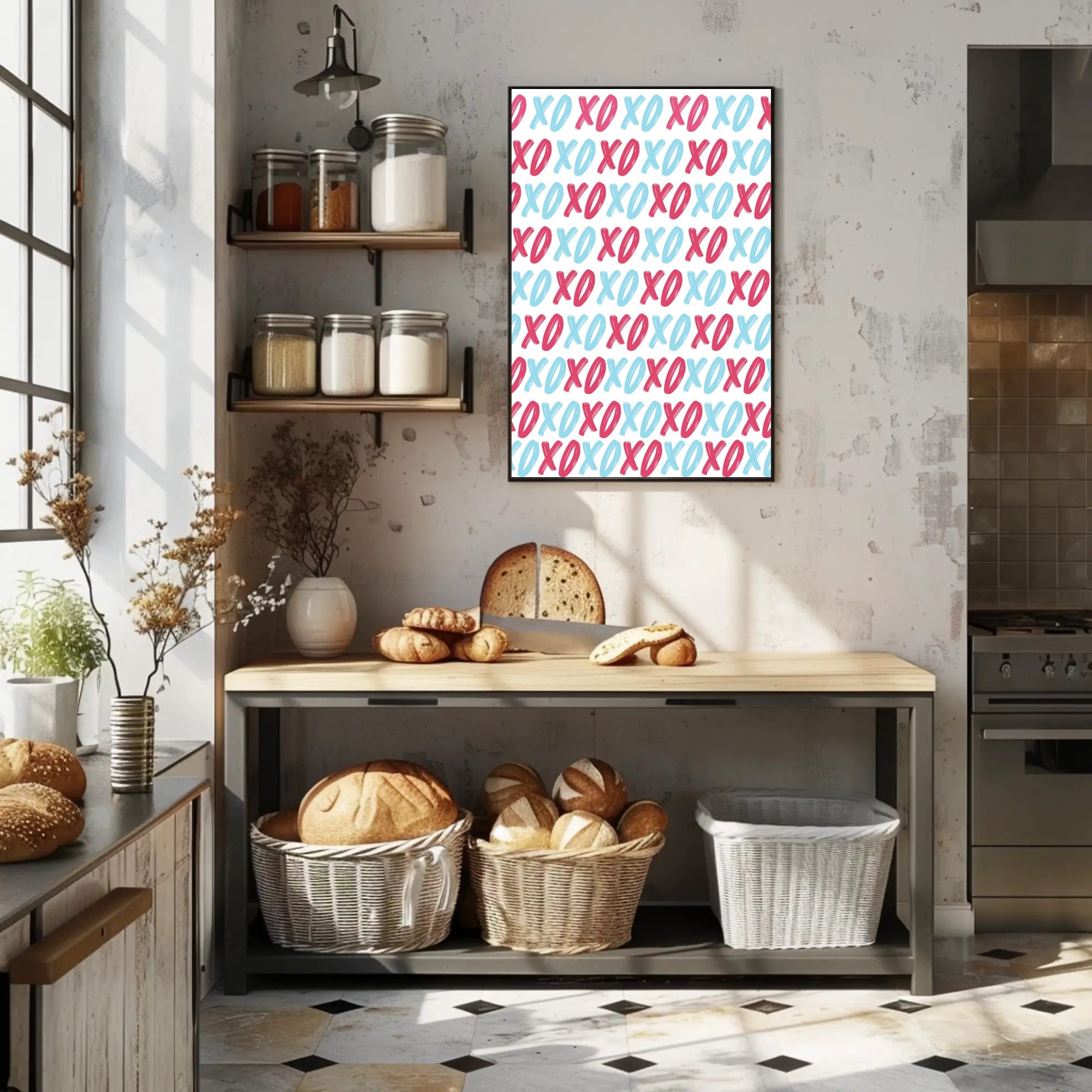 Affectionate XOXO Typography Art with Vibrant Colors Poster PosterGoat