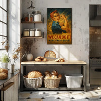 Empowerment in WWII Vintage Strong Woman Poster