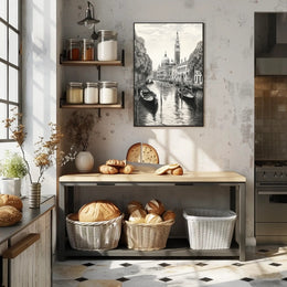 Venetian Canal A Serene Illustration Poster