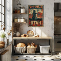 Vintage West Jordan Utah Rustic Travel Collectors Poster