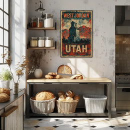 Vintage West Jordan Utah Rustic Travel Collectors Poster