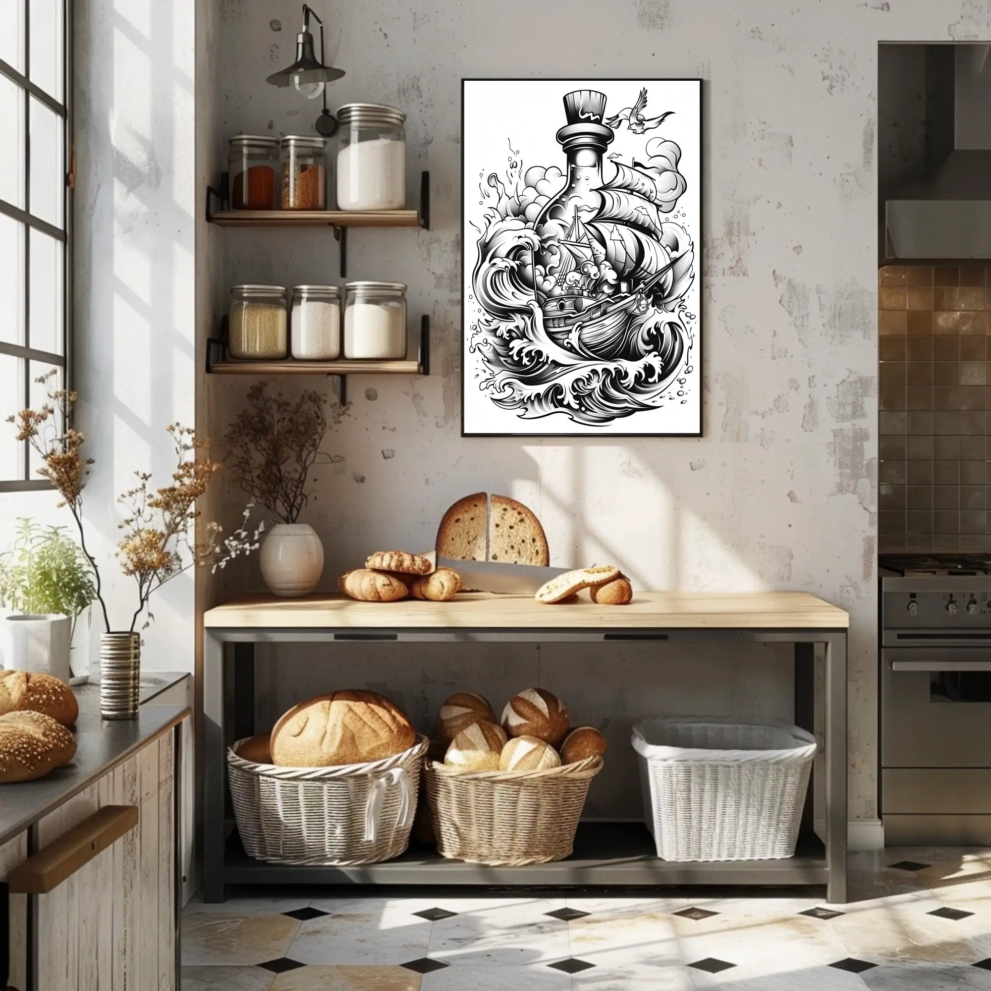 Ship In A Bottle Adventure Poster Home Decor Art Print PosterGoat