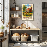 Appomattox Court House Historic Watercolor Poster Art