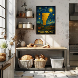 Vermont Starry Night Poster Vintage Travel Print