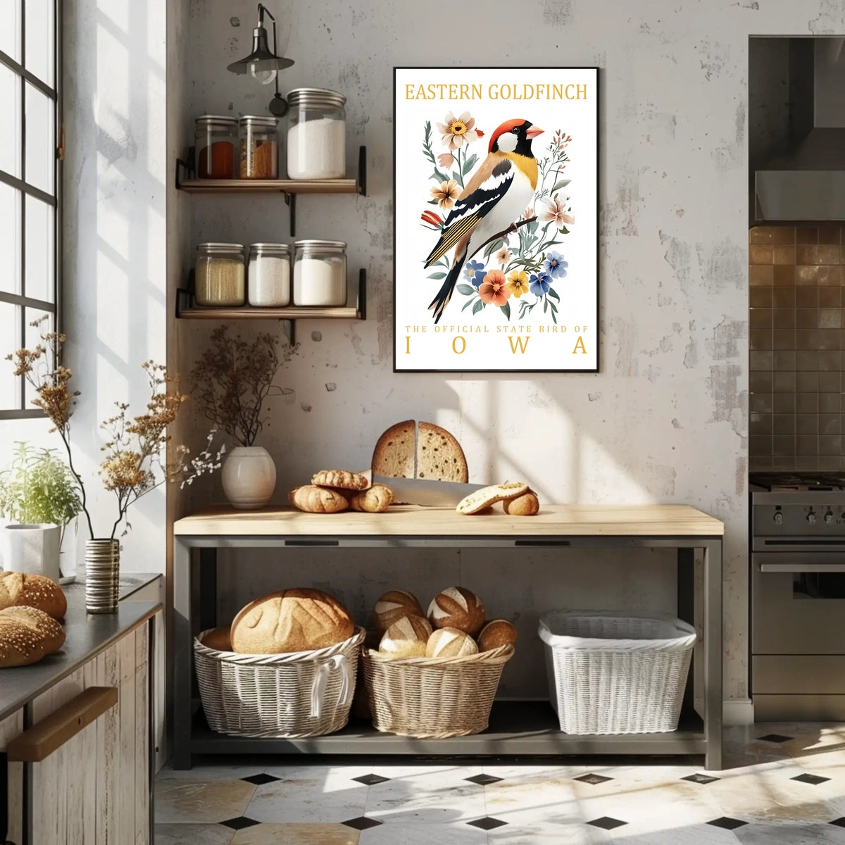Eastern Goldfinch Iowa State Bird Art Poster