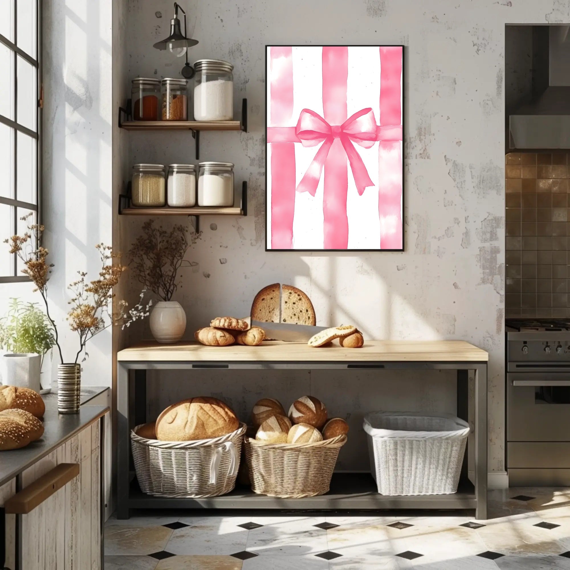 Pink Ribbon Gift Design Decorative Poster Wall Art