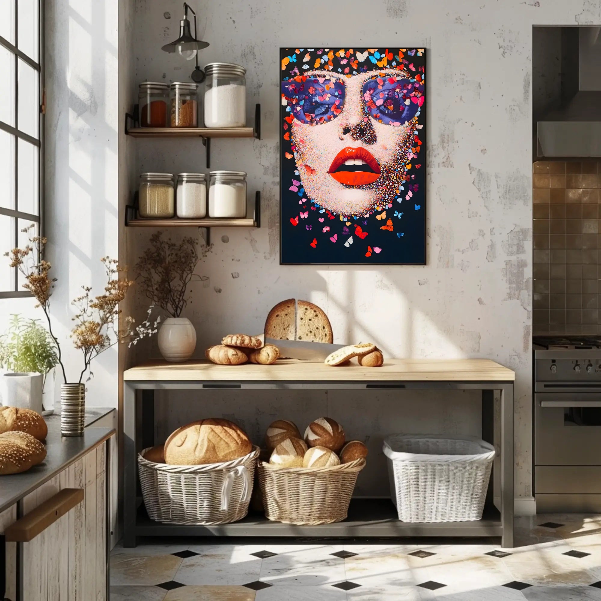 Butterfly Visage Poster Vibrant Pop Art Wall Print