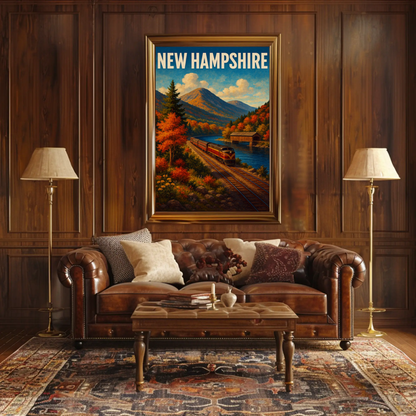 New Hampshire Mountain Train Autumn Scenic Railway Travel Poster Travel Poster