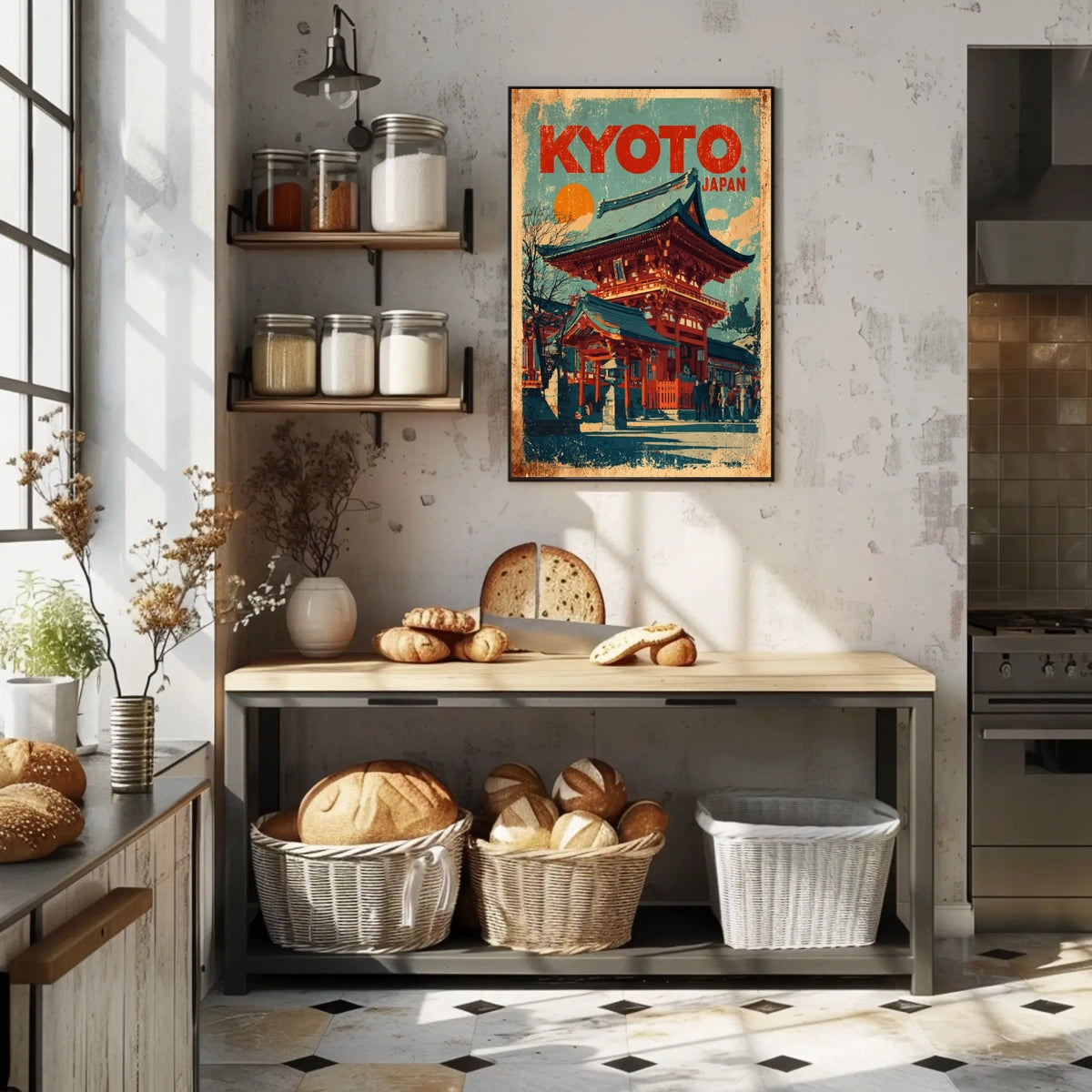 Kyoto, Japan Vintage Travel Poster