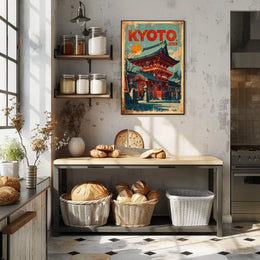 Kyoto, Japan Vintage Travel Poster