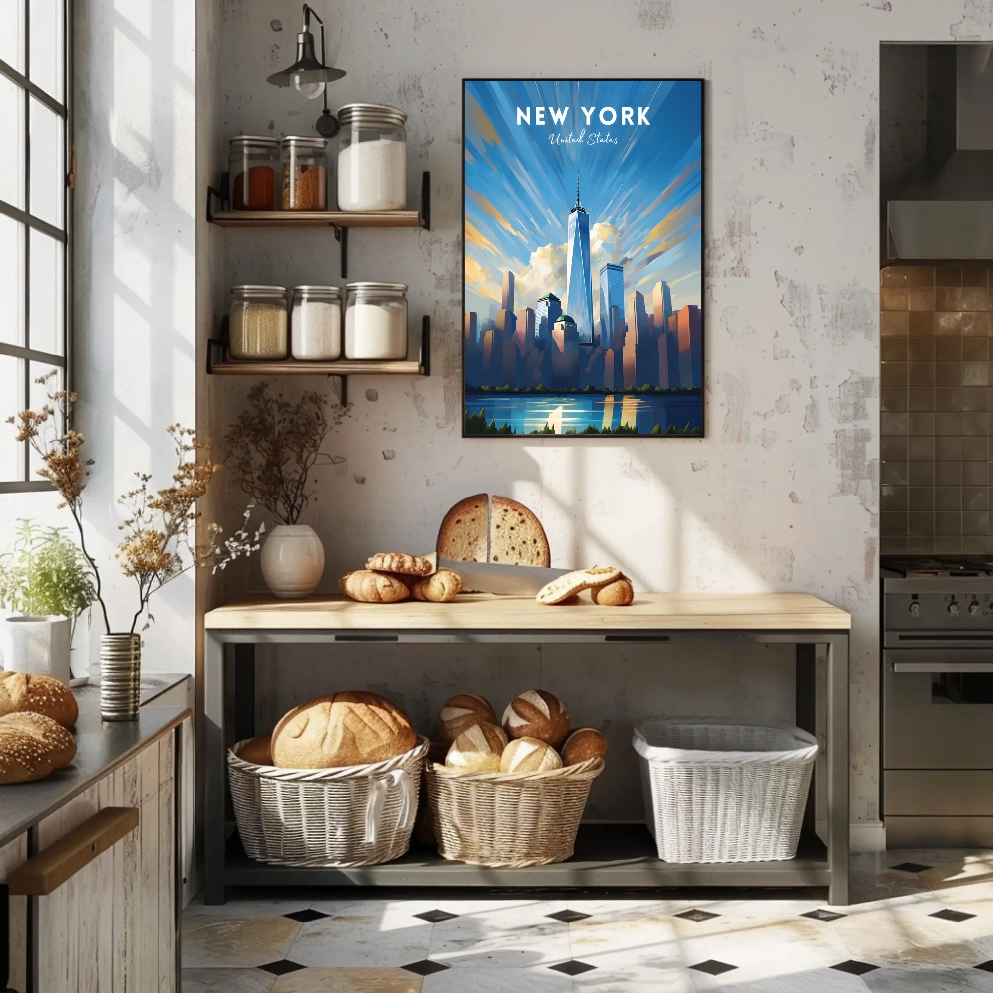 New York City Skyline Vibrant Urban or Cityscape Poster