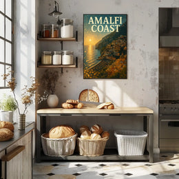 Amalfi Coast Sunset Poster 18x24 Premium Wall Art Decor