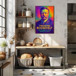Theodore Roosevelt 26th President of the United States Neon Gradient Overlay Poster